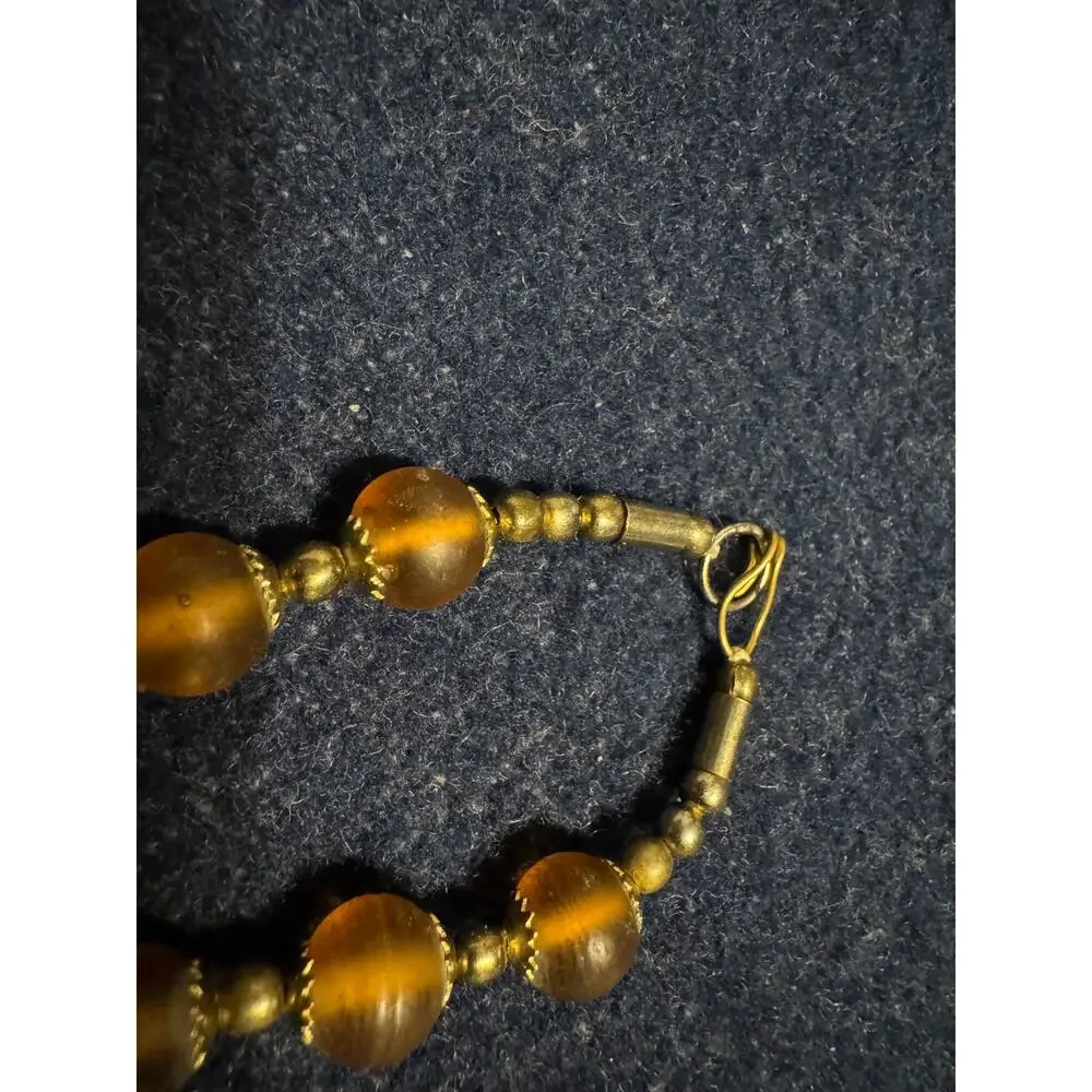 Vintage 26in Blush P:ink Glass & Rivoli Bead Necklace